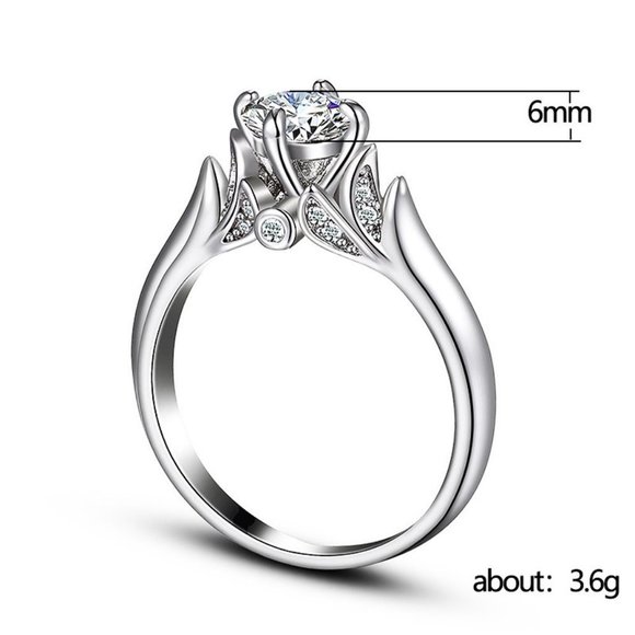 💥Refine Beautiful Flower Pure Cubic Silver Rings for Women, MARR9153 - Picture 8 of 8